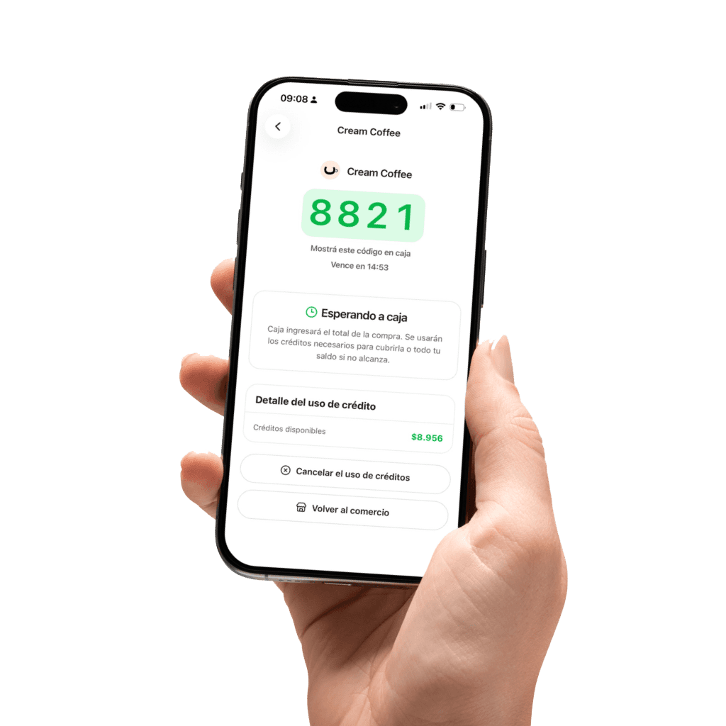 Cliente usando sus créditos de Tapso en el comercio